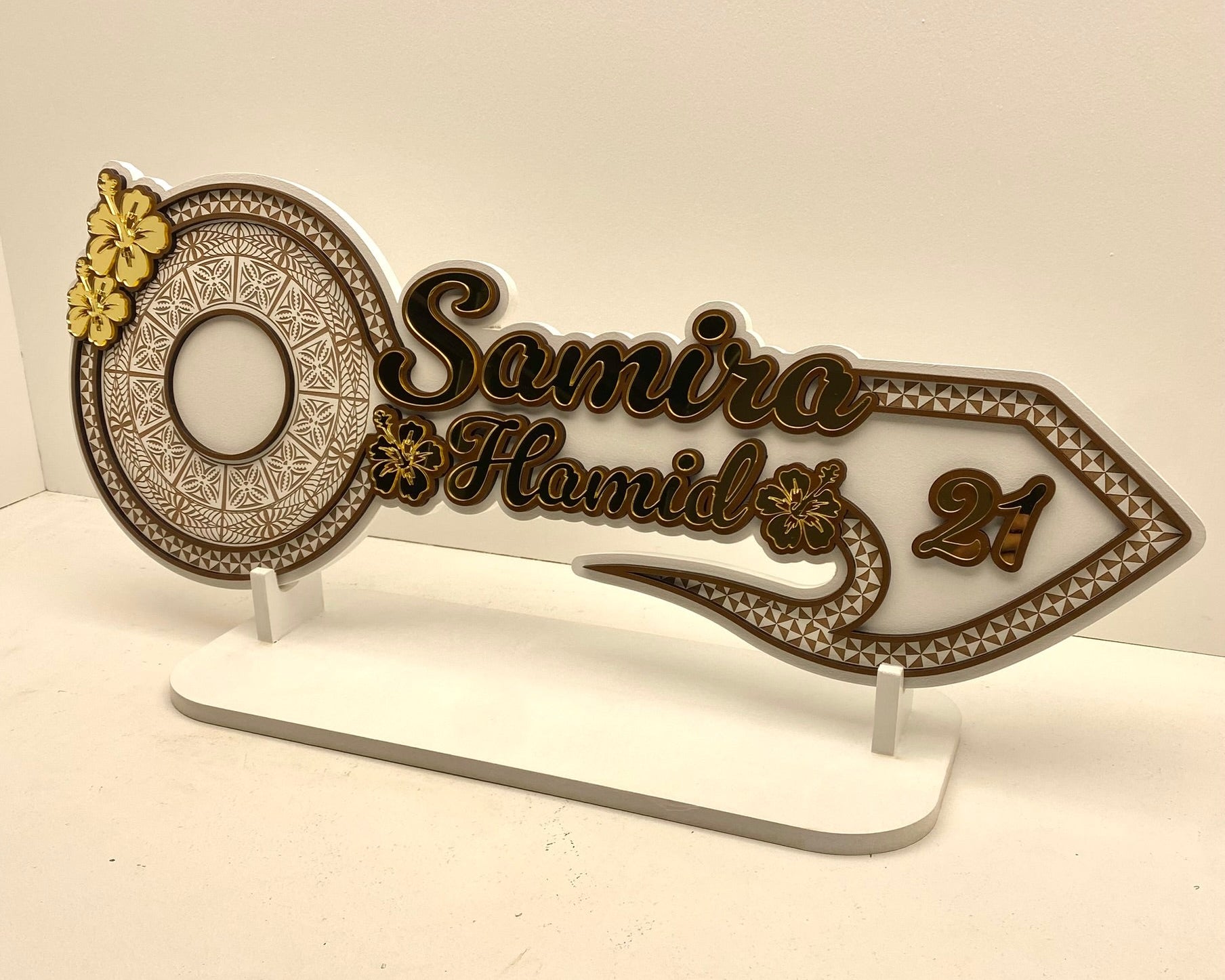 AC - 21st Key Gold Mirror Acrylic Tonga Flowers